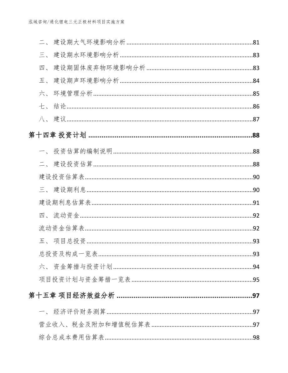 通化锂电三元正极材料项目实施方案（模板）_第5页