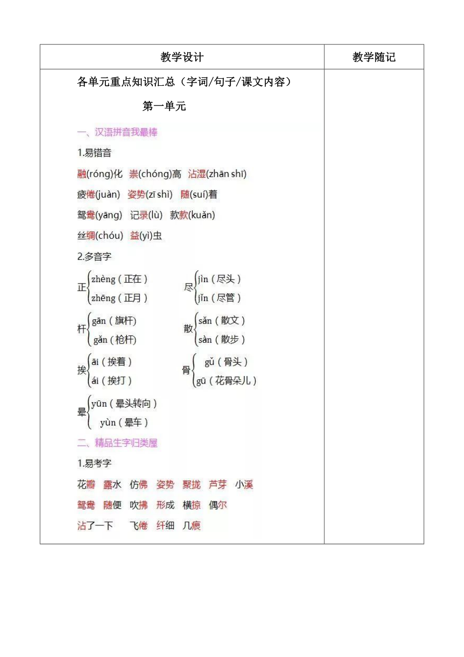 部编版小学语文三年级下册期末复习教案_第1页