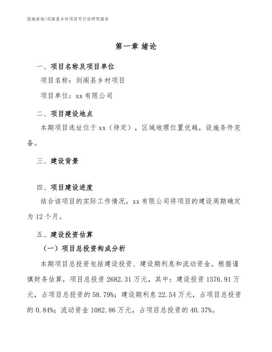 剑阁县乡村项目可行性研究报告_第5页