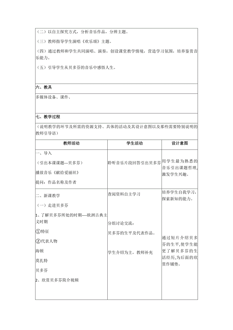 贝多芬第九交响曲教学设计与反思模板_第2页