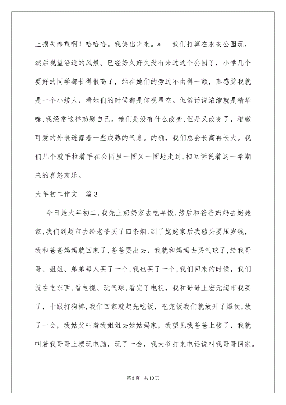 精选大年初二作文集锦9篇_第3页