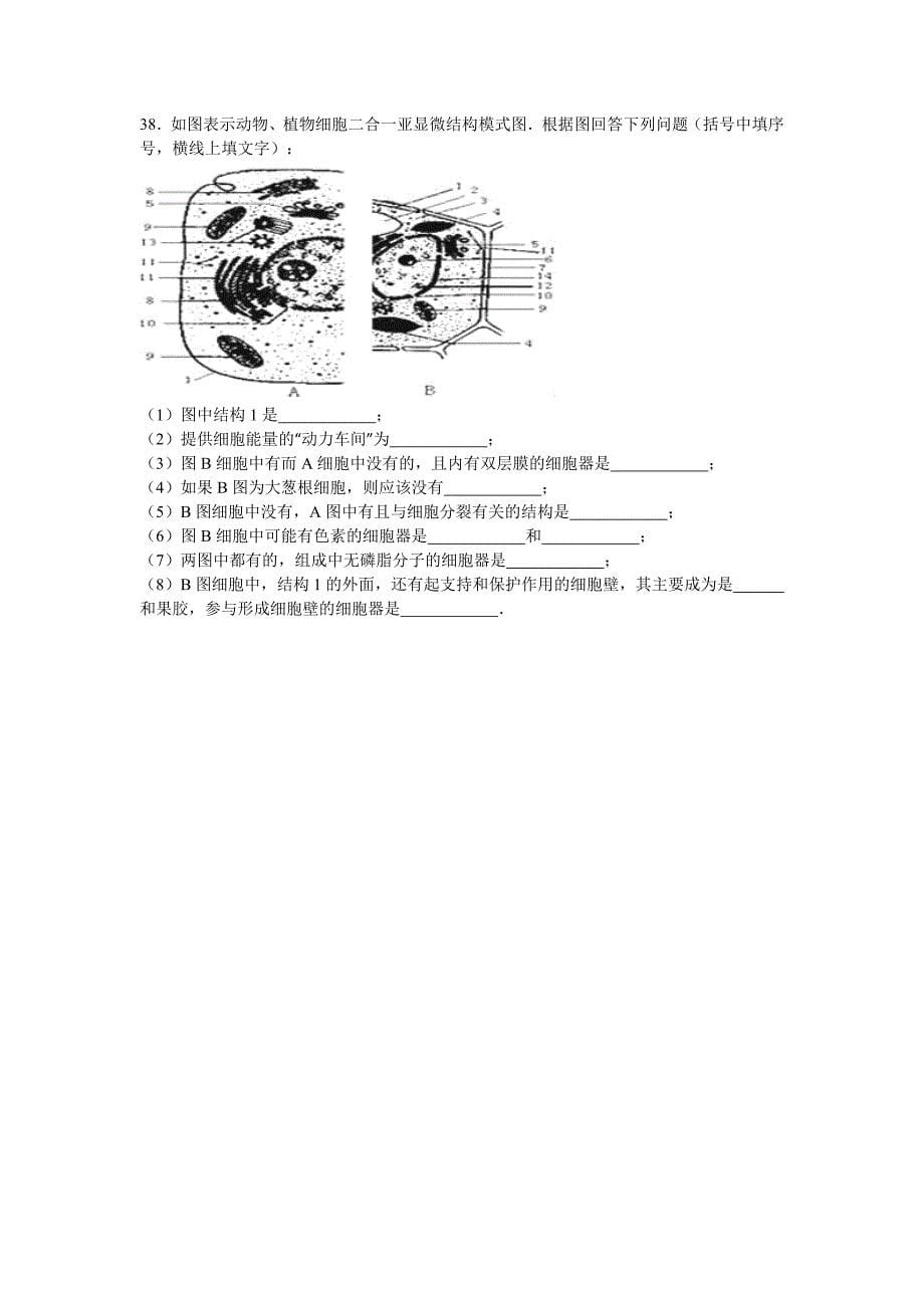 2022-2023年高一上学期月考生物试卷（10月份）含解析_第5页