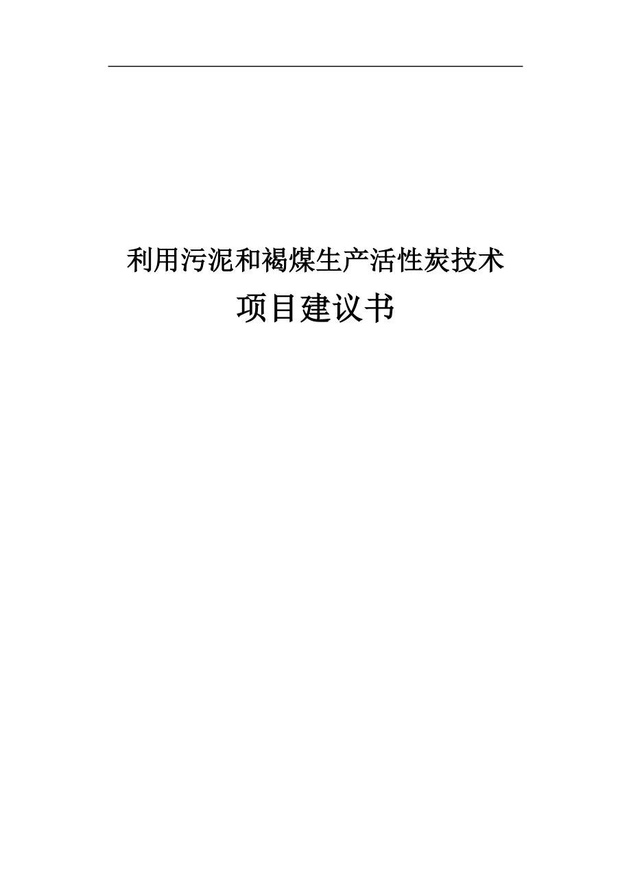 利用污泥和褐煤生产活性炭技术项目可行性建议书_第1页