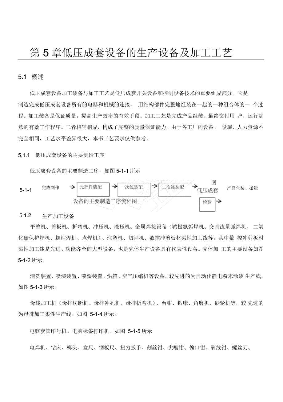 低压成套设备的生产设备及加工工艺_第1页