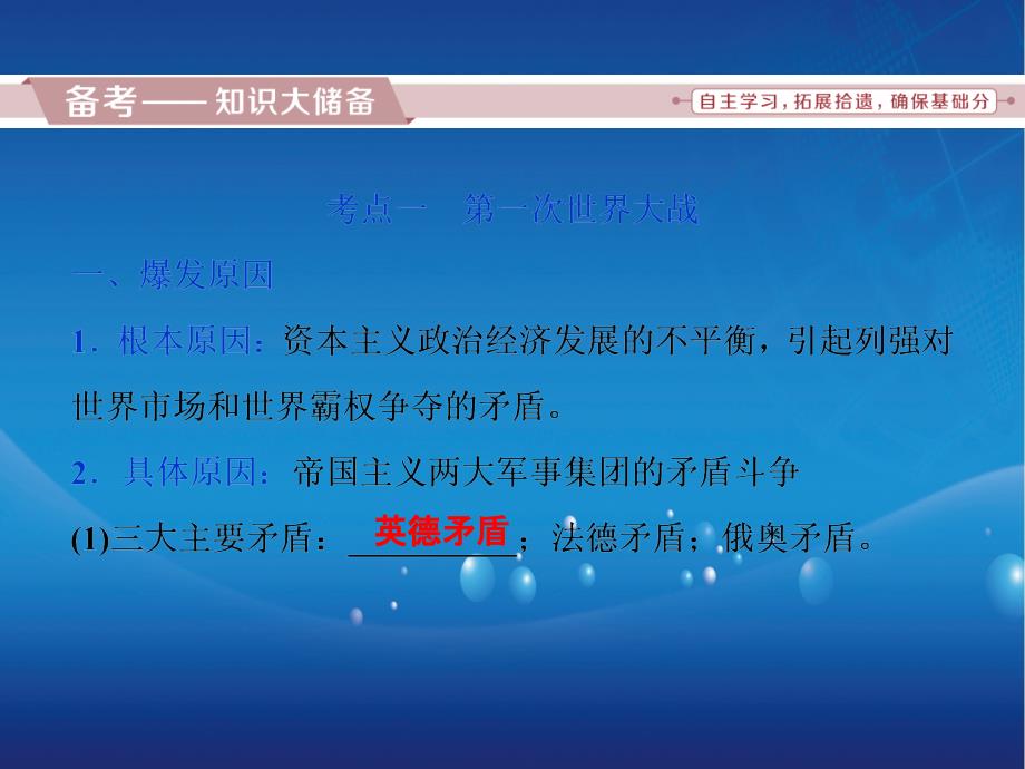 高三历史一轮复习20世纪的战争与和平第4讲第一次世界大战与凡尔赛华盛顿体系下的和平课件新人教版选修3新人教版高三选修3历史课件_第4页