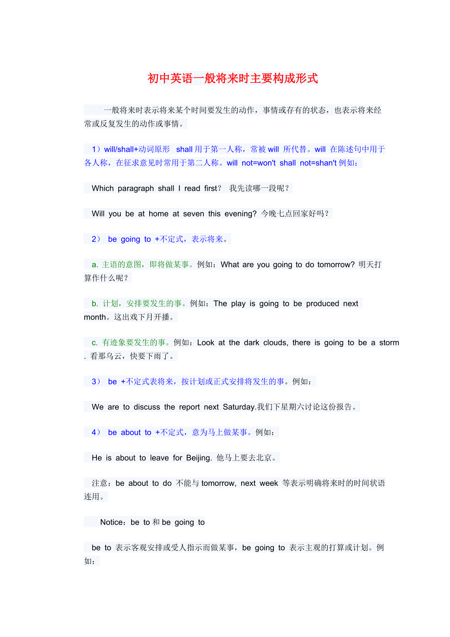 初中英语一般将来时专项语法讲解_第1页