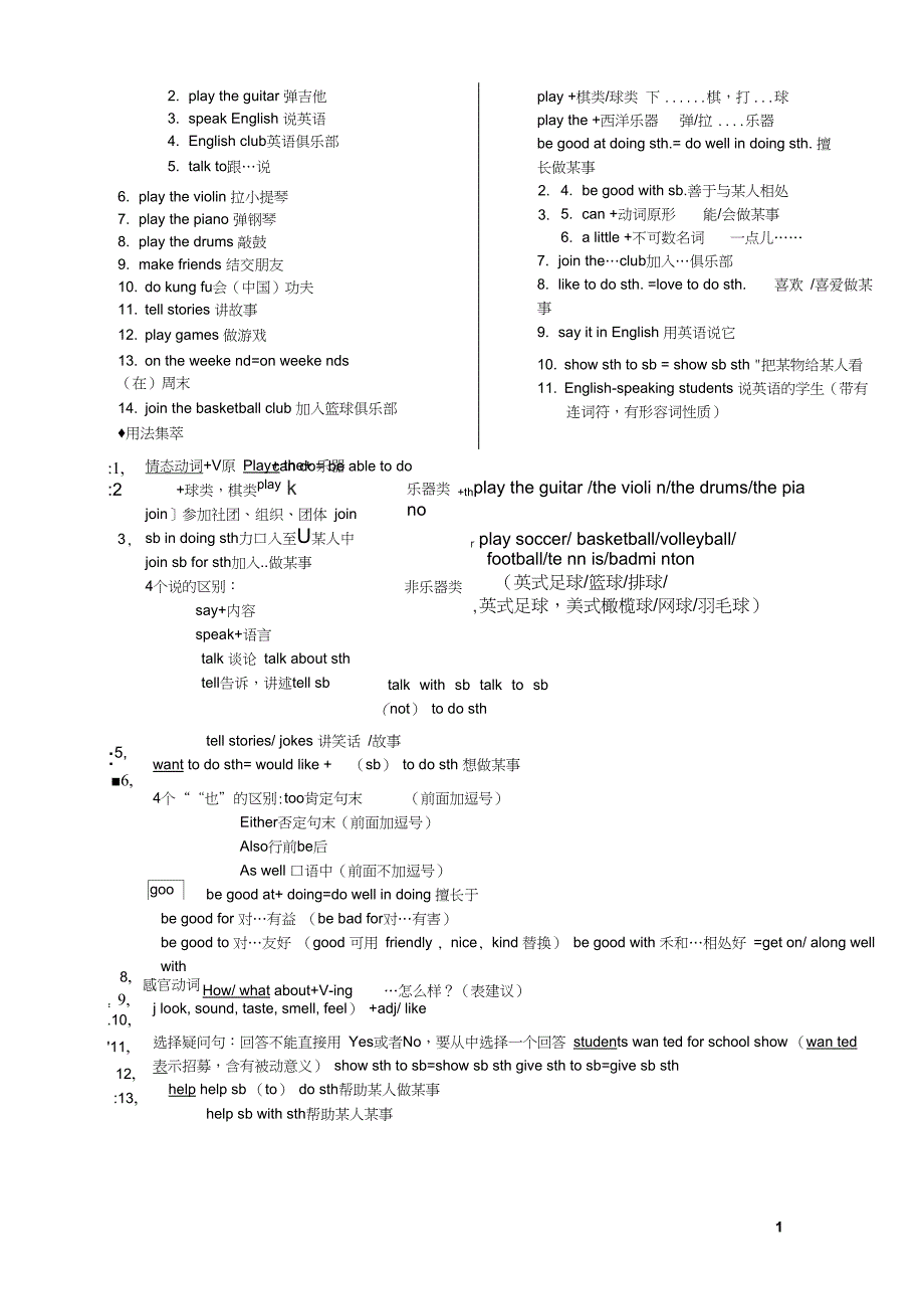 精品word七年级英语下册知识点总结完整详细_第1页