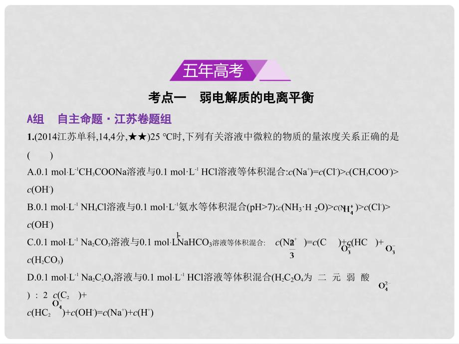 高考化学一轮复习 专题十一 弱电解质的电离和溶液的酸碱性课件_第2页