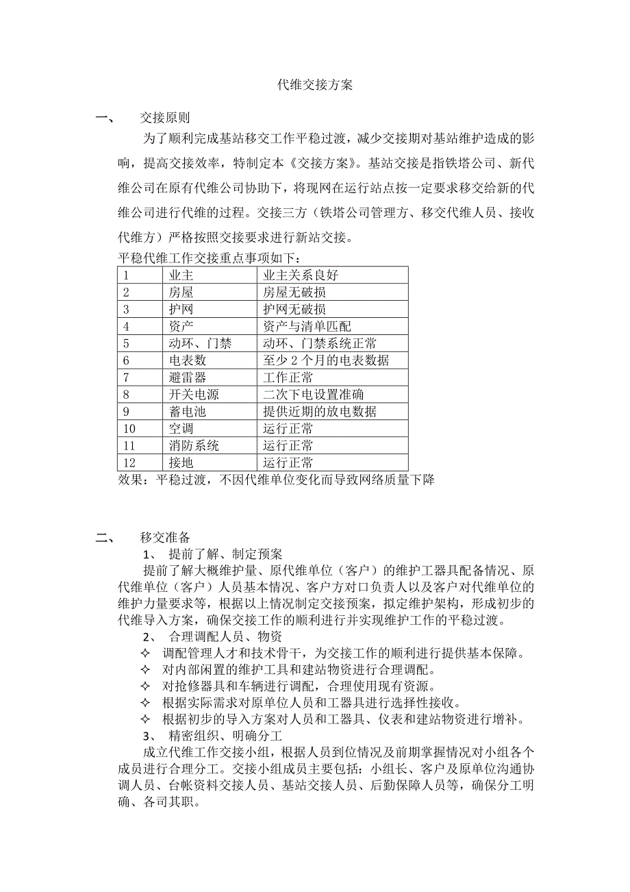 《代维交接方案》word版.docx_第1页