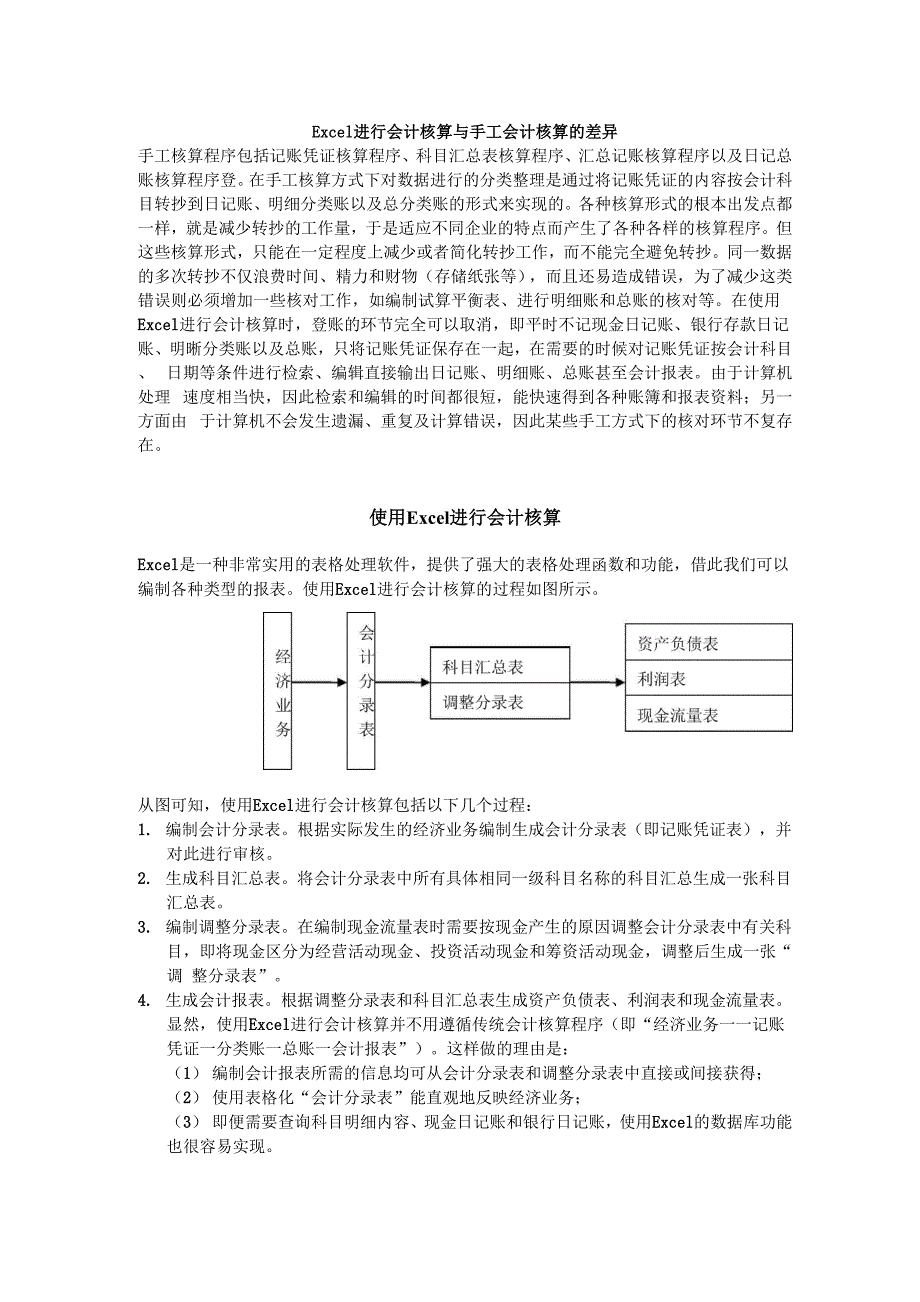 Excel进行会计核算与手工会计核算的差异_第1页