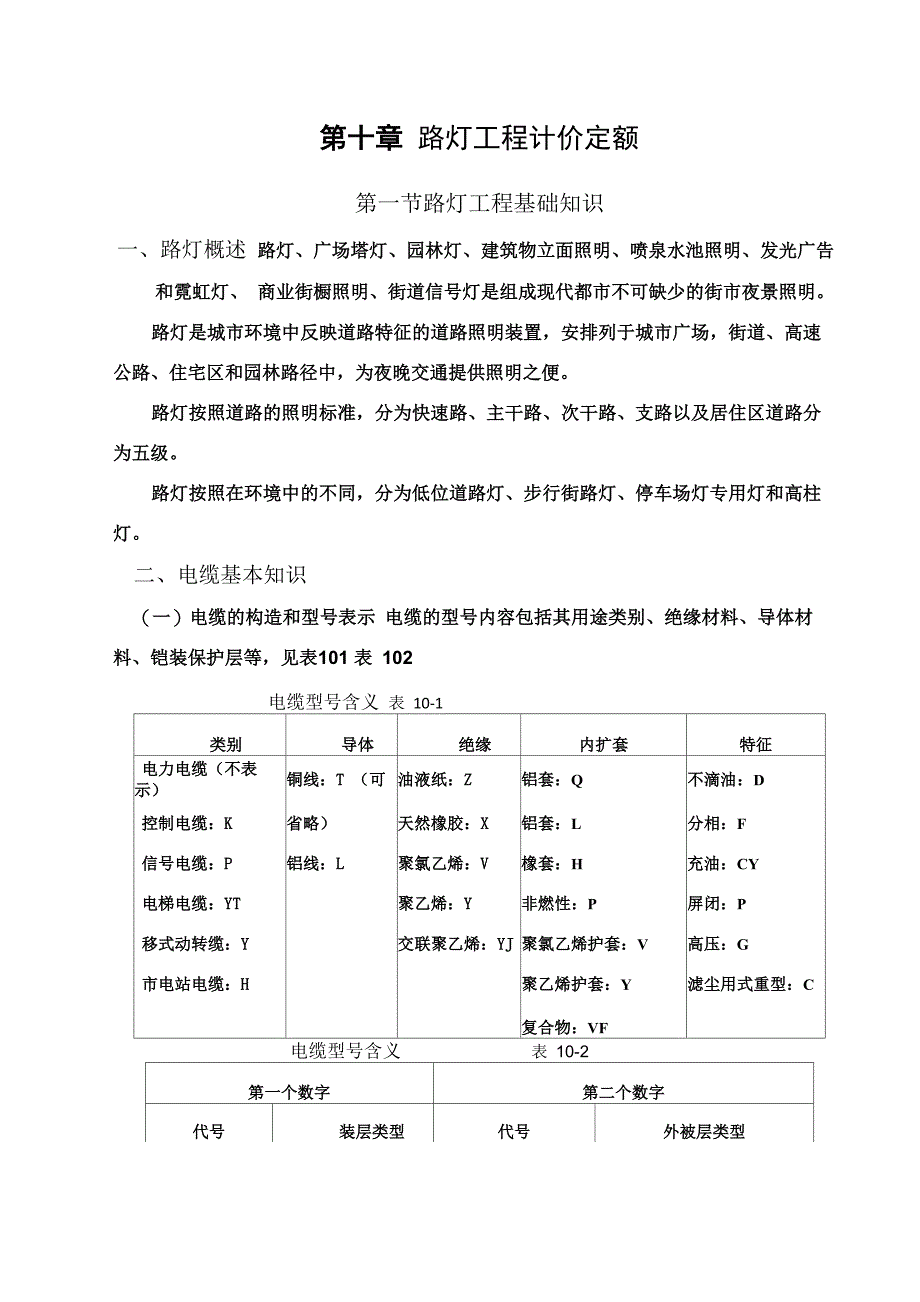 11第十章 路灯工程计价定额及应用_第1页
