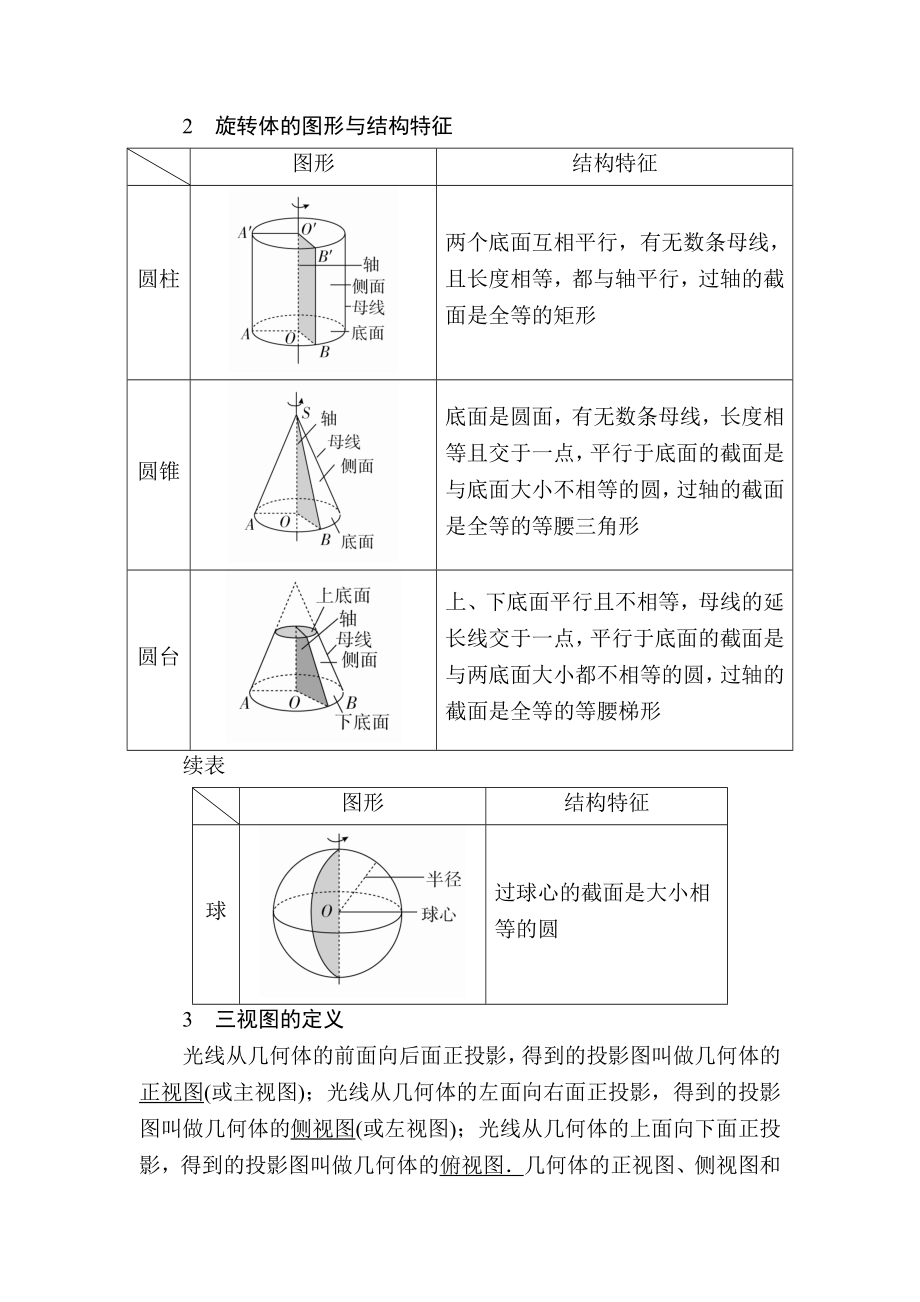 数学 文一轮教学案：第八章第1讲　空间几何体的三视图、表面积和体积 Word版含解析_第2页