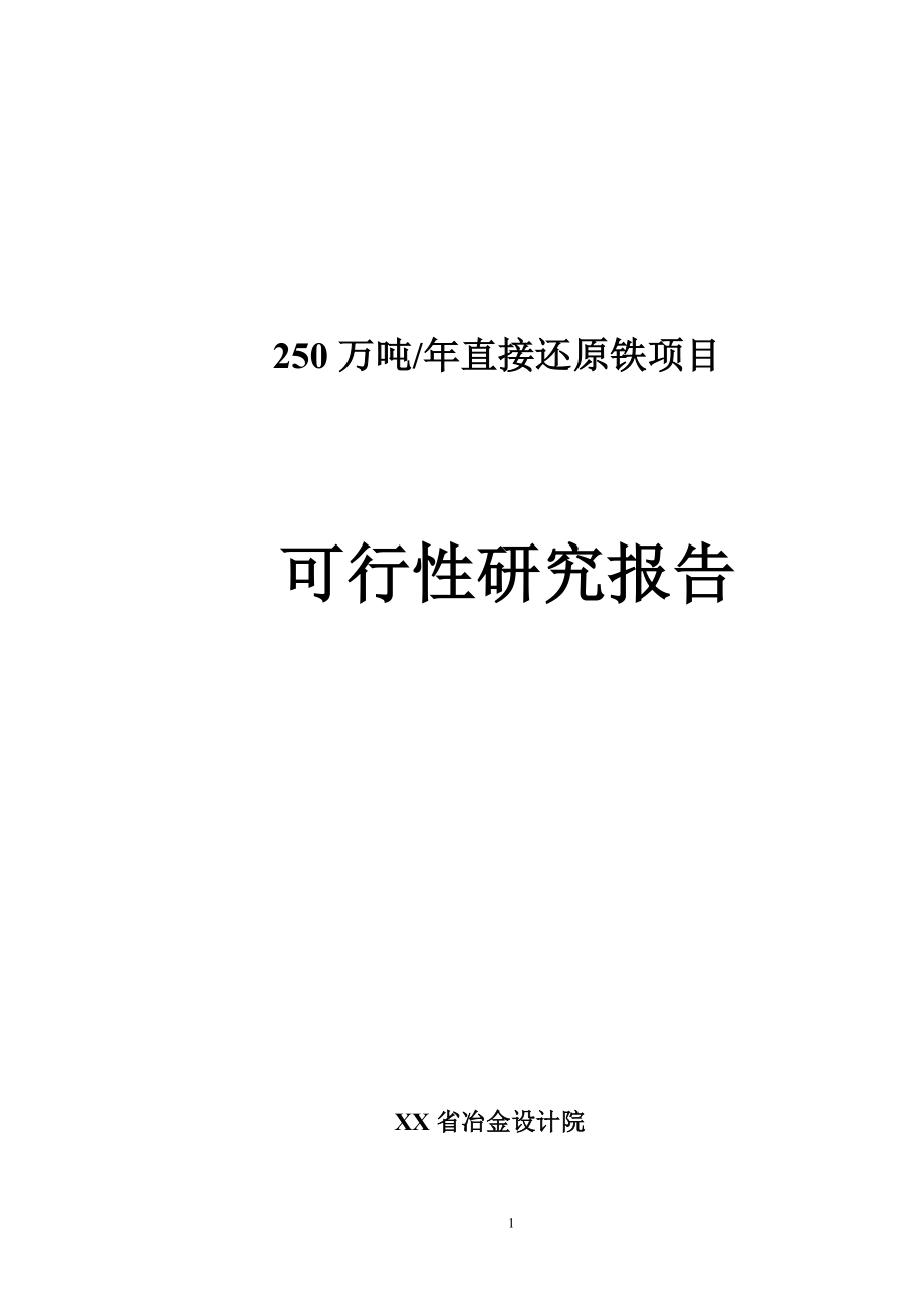 年产250万吨直接还原铁项目可行性研究报告.doc_第1页