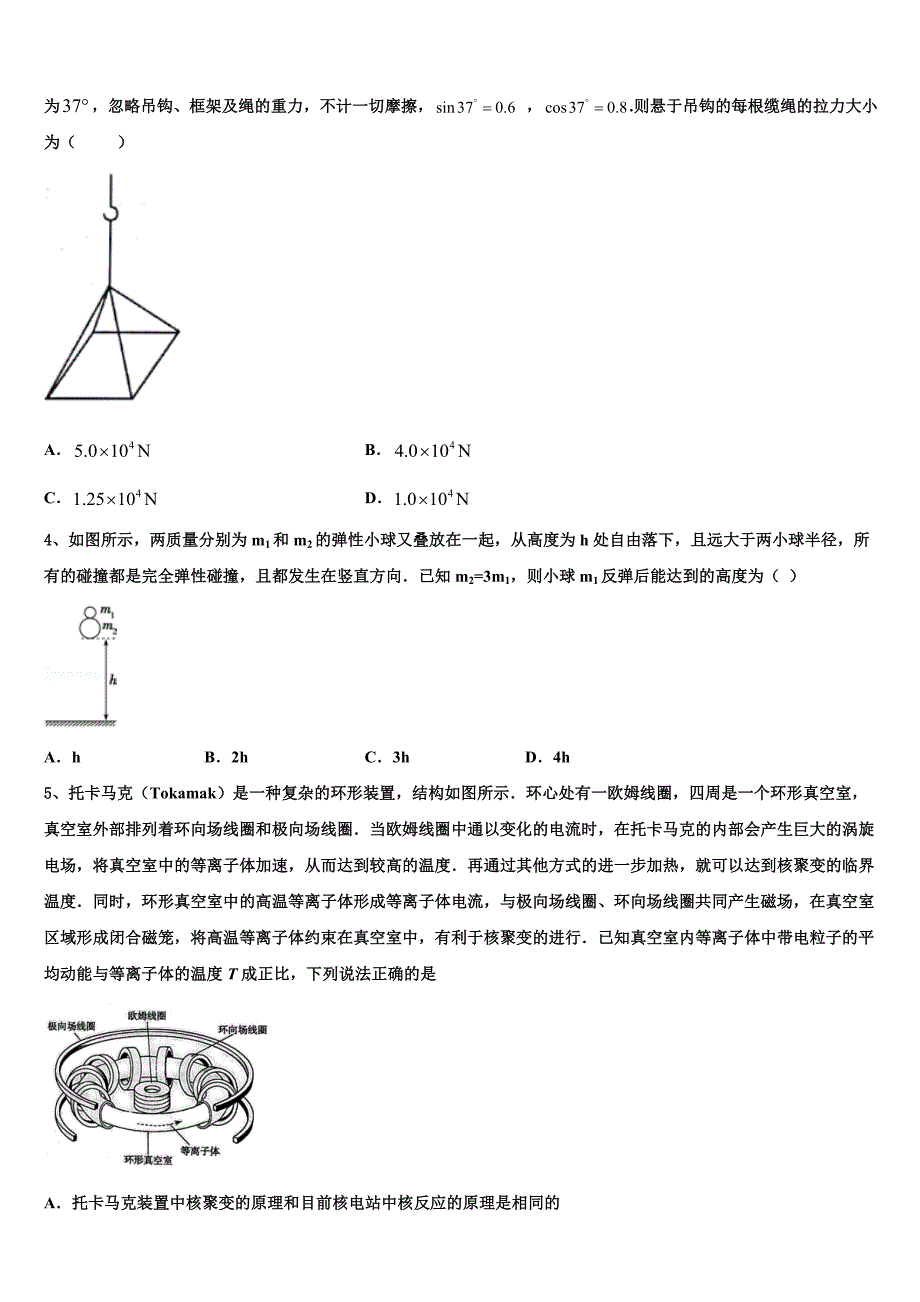 2022-2023学年北京市房山区高三教学质量检测试题（一）物理试题文试题_第2页