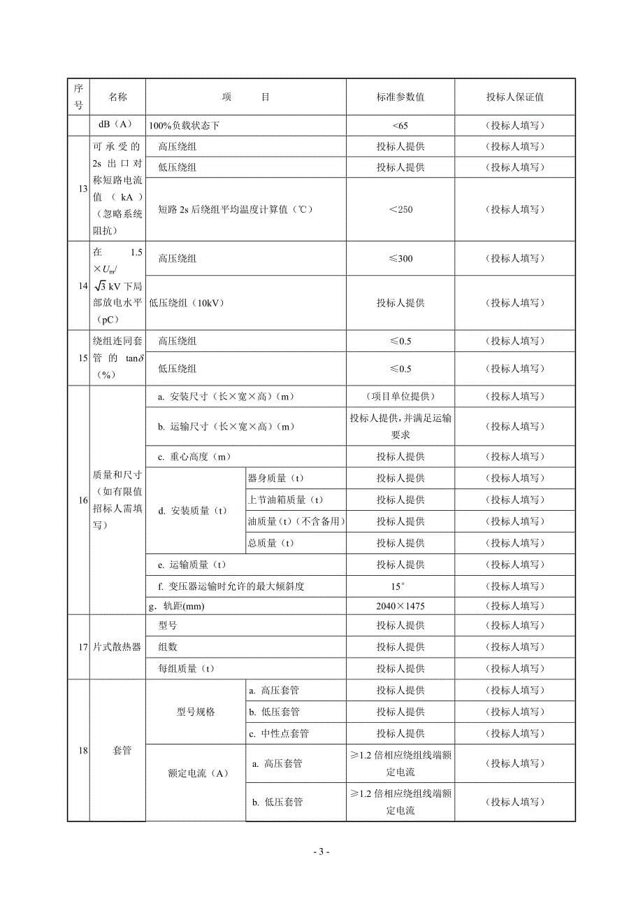 100100500660466kV315MVA三相双绕组电力变压器高低阻抗9专用技术规范_第5页