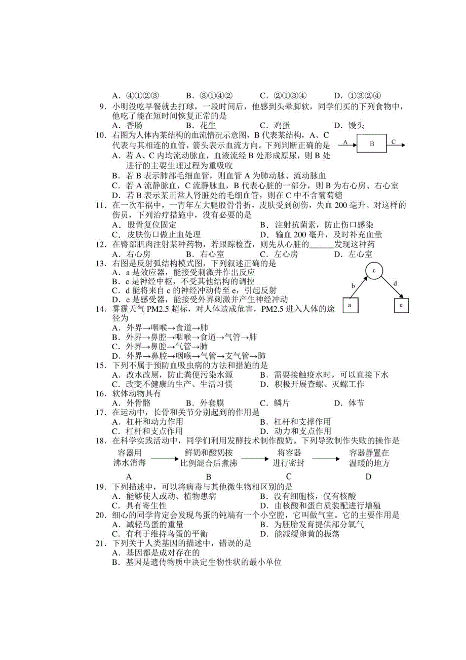 长沙市2018年生物一模_第2页