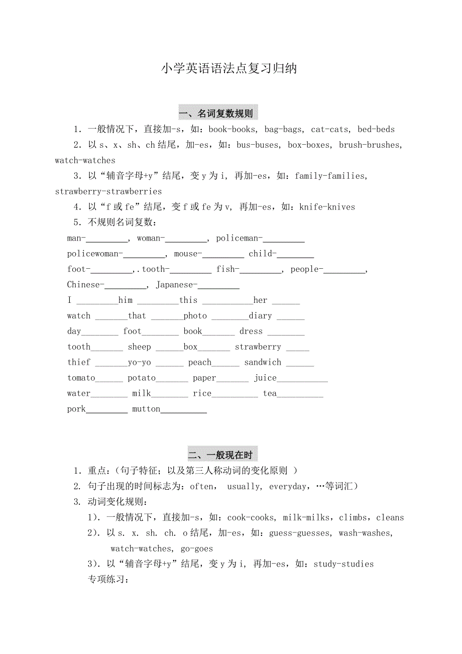 pep小学六年级毕业英语语法复习要点归纳(人教版).doc_第1页