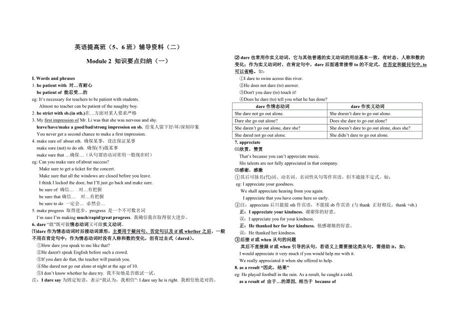 英语提高班(5、6班)辅导资料(二)_第1页