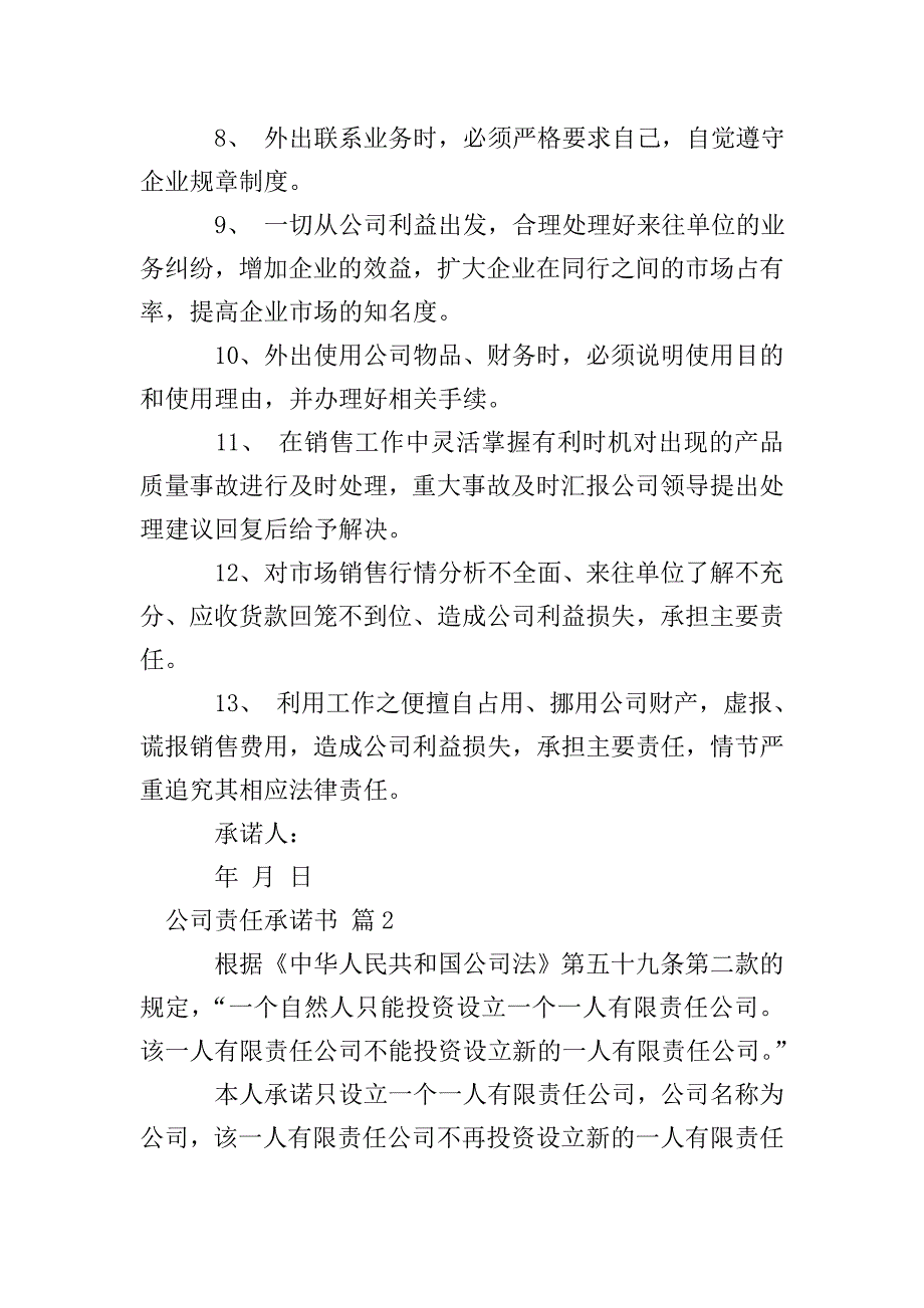 公司责任承诺书集合10篇.doc_第2页