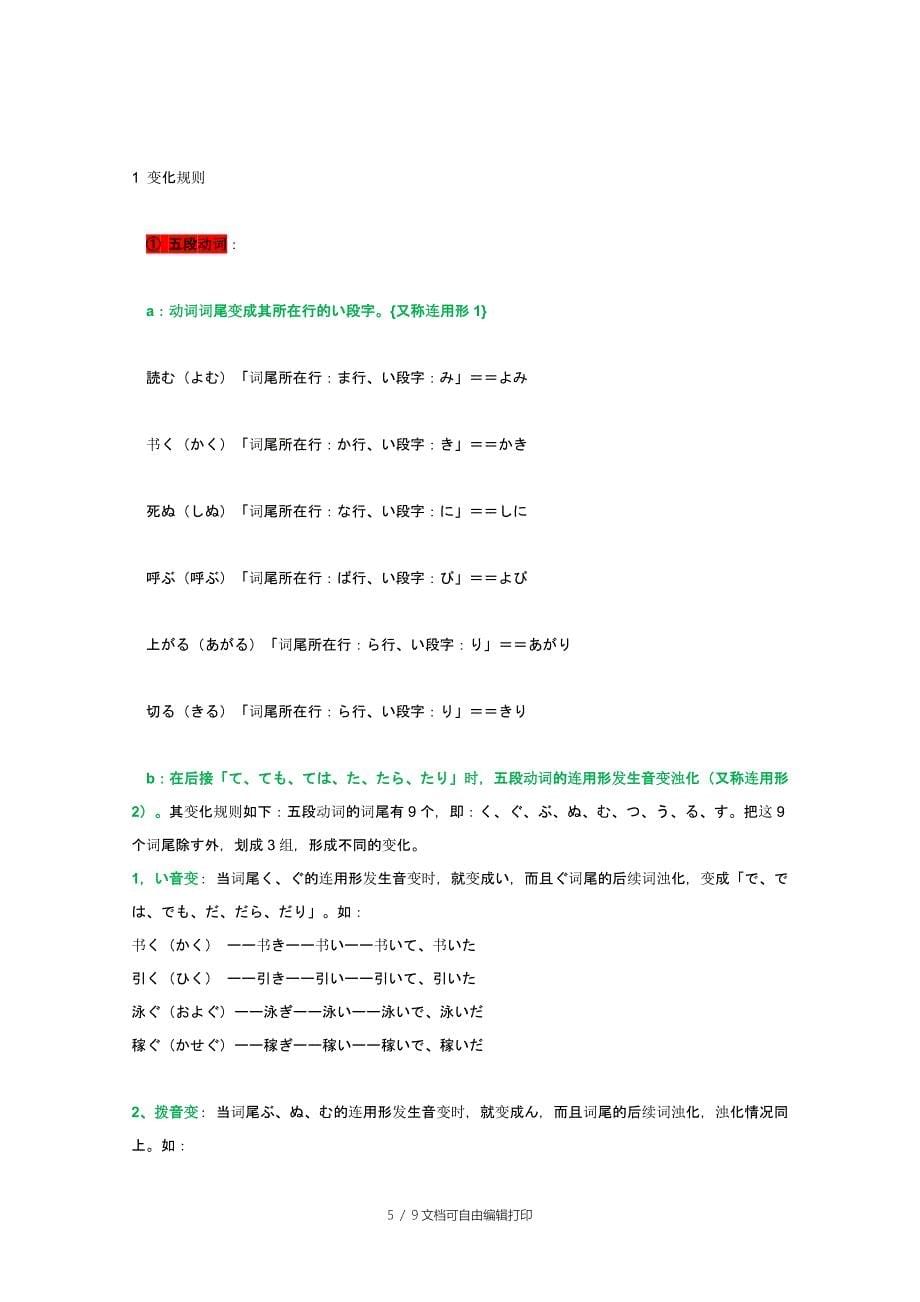 日语动词变化形式态式及接续形式小结_第5页