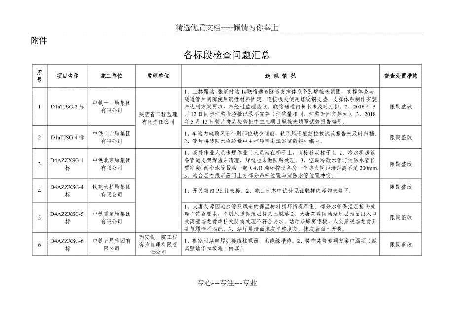 各标段检查问题汇总_第1页