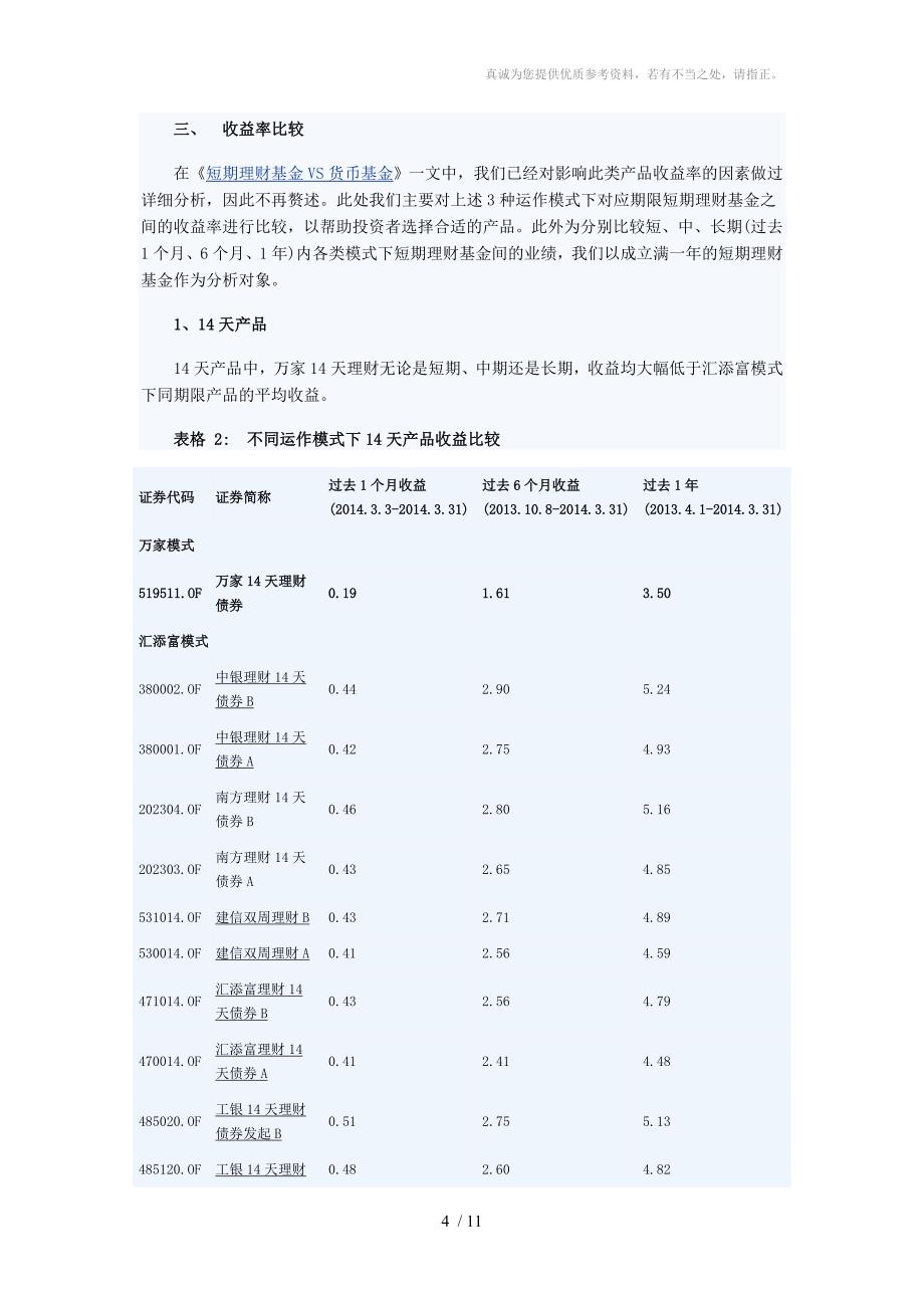 天天基金专题研究不同运作模式的短期理财基金收益比较_第4页