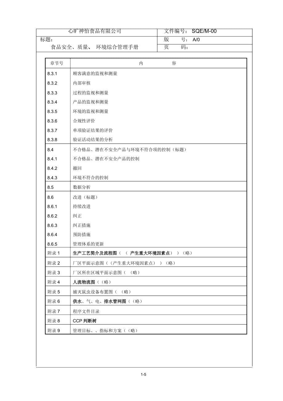 某某食品公司食品安全、质量、环境综合管理手册(PDF60页)_第5页