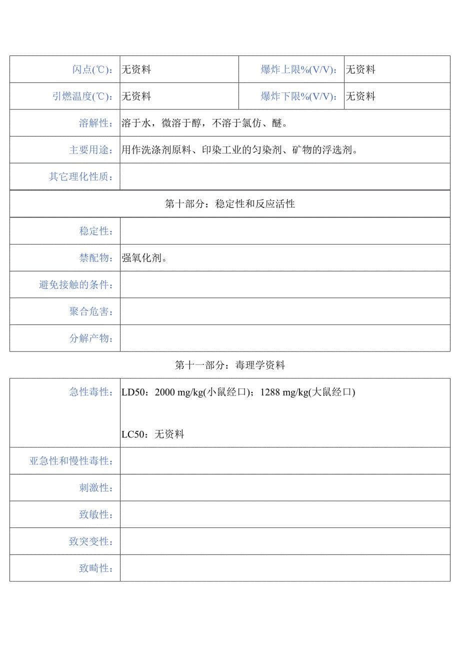 十二烷基硫酸钠安全技术说明书_第5页