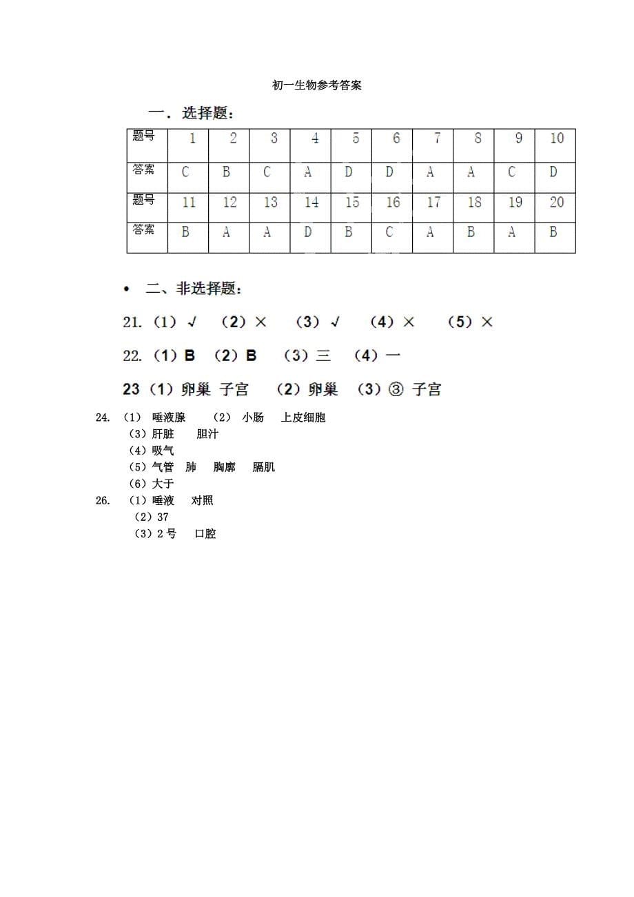 七年级生物下学期第一次段考测试试题 新人教版_第5页