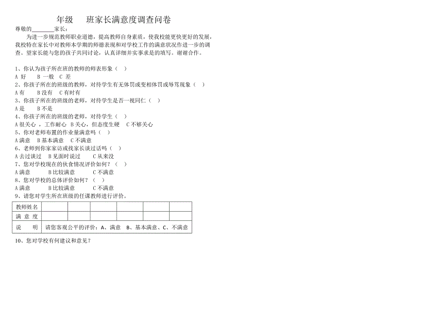 家长满意度调查问卷_第1页