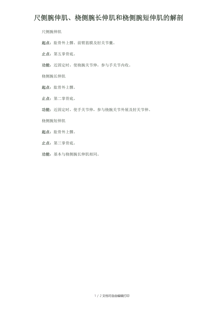 尺侧腕伸肌桡侧腕长伸肌和桡侧腕短伸肌的解剖_第1页