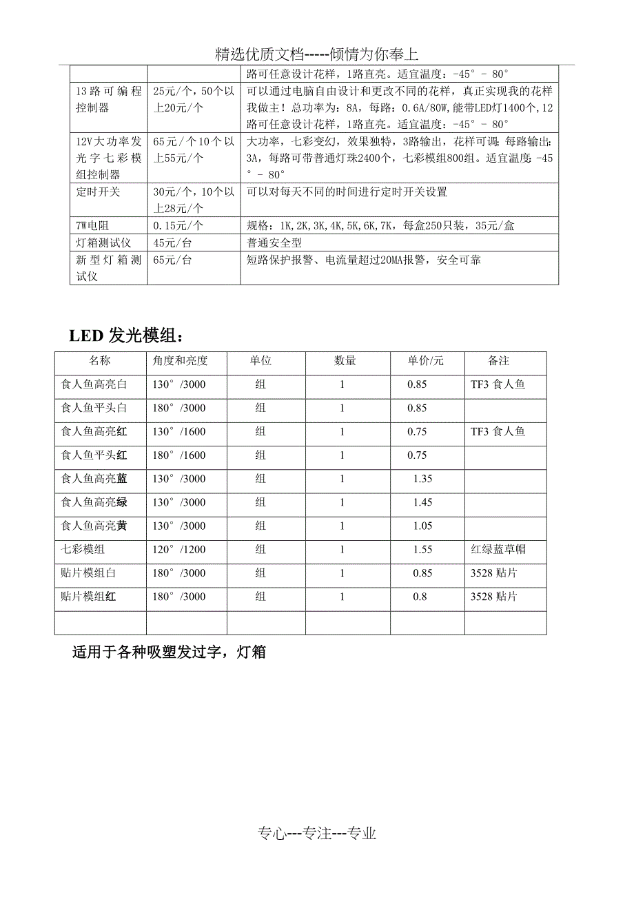 各种灯具报价单_第3页