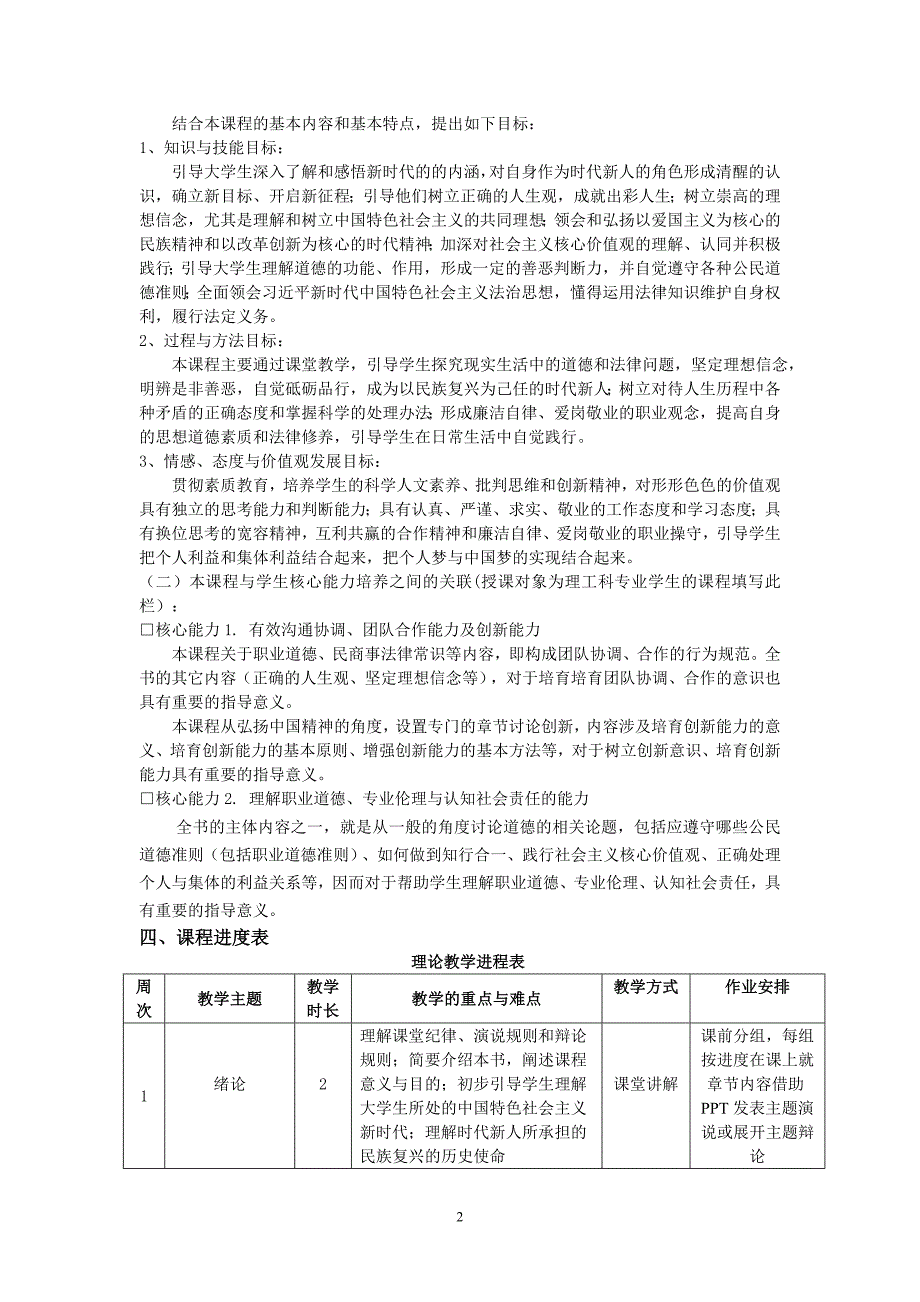 思想道德修养与法律基础课程教学大纲.doc_第2页