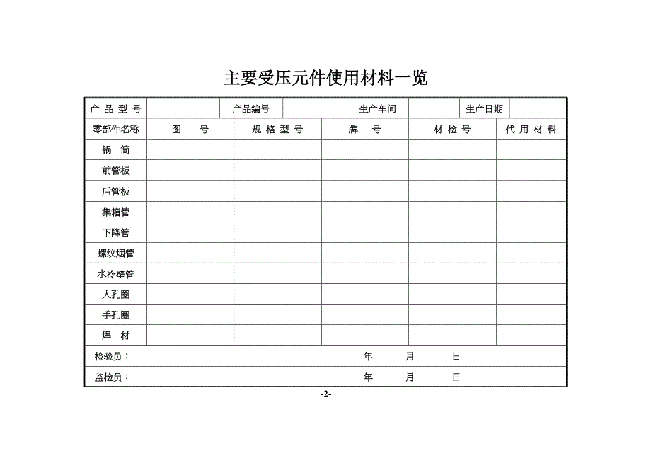 锅炉生产检查记录表_第2页