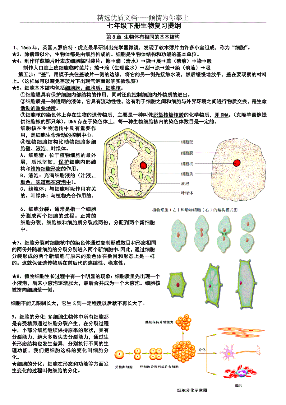 苏科版生物七年级下册知识点总结期末复习资料_第1页