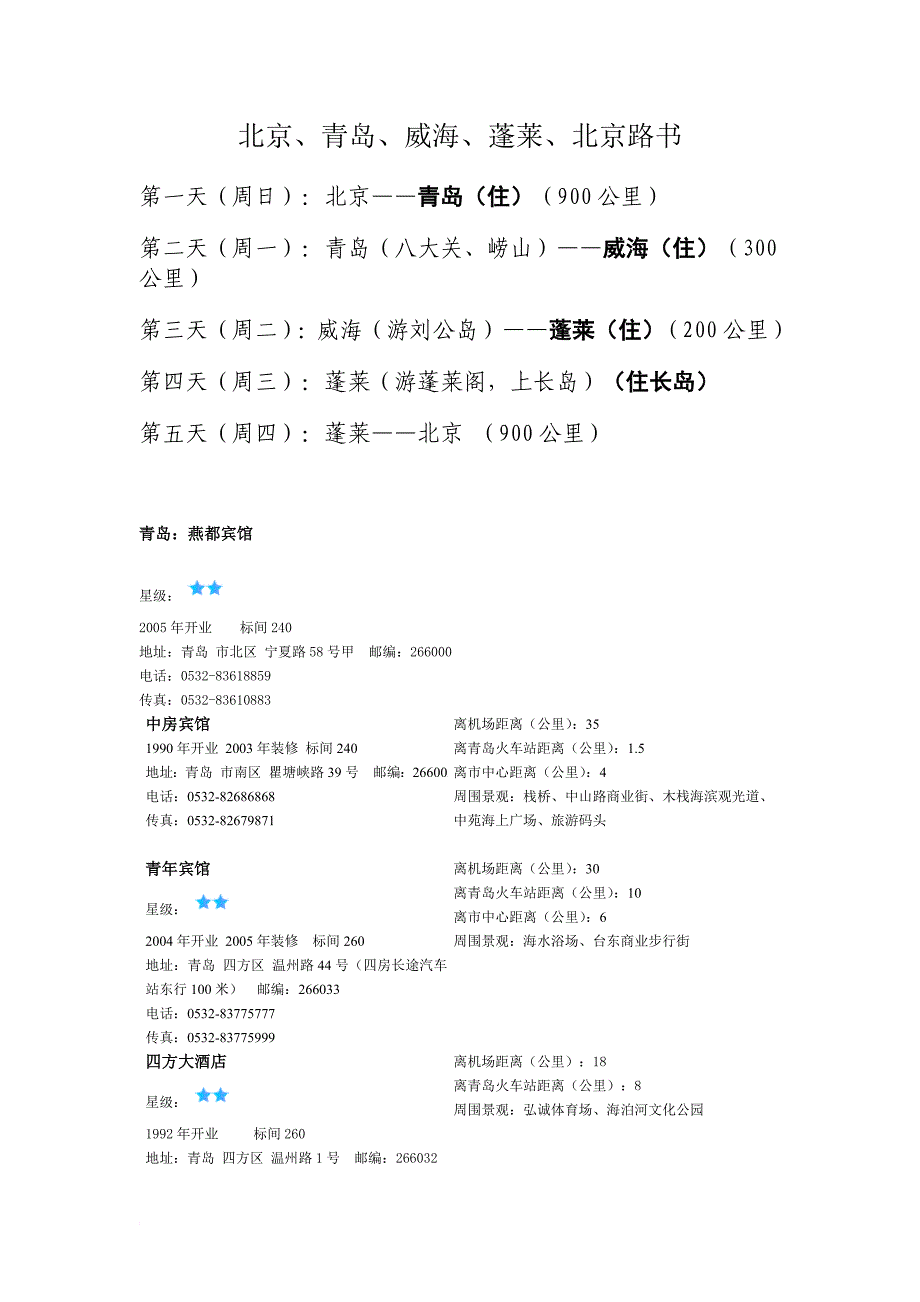 北京青岛威海蓬莱自驾路书_第1页