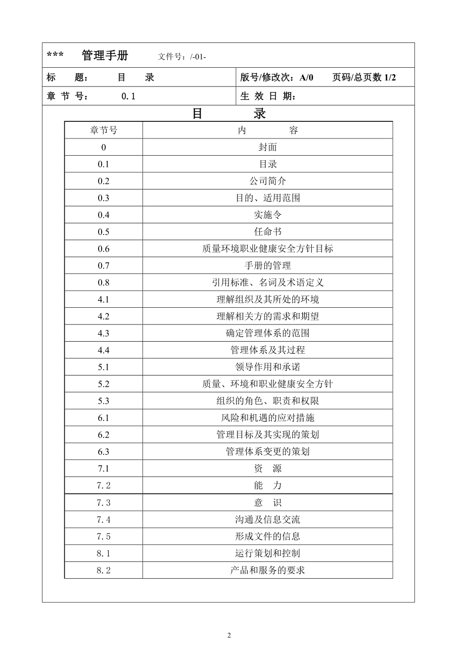 物业管理服务有限公司质量环境安全体系管理手册实用.doc_第2页