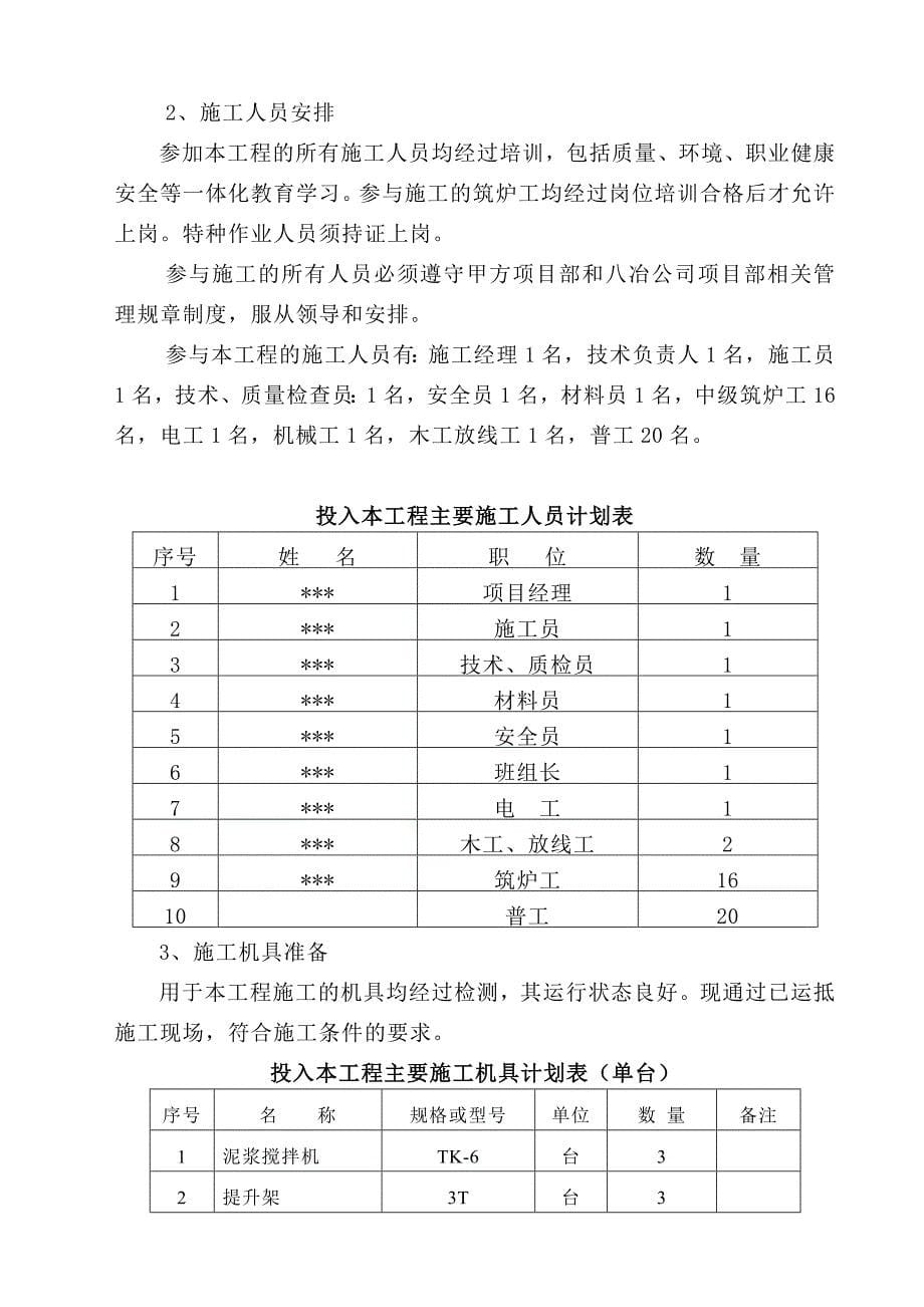 碳素厂六台罐式煅烧炉筑炉施工方案_第5页