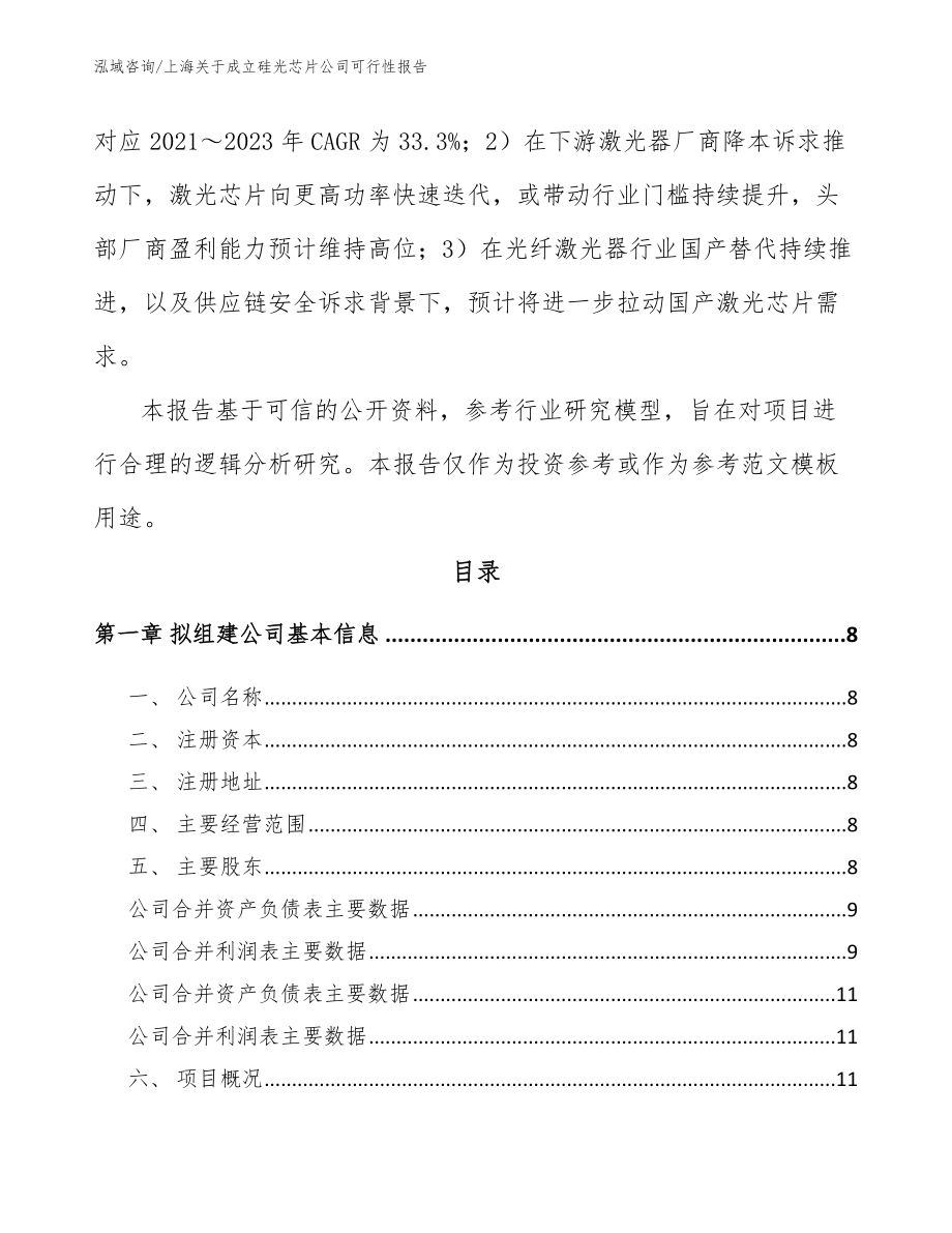 上海关于成立硅光芯片公司可行性报告_参考模板_第3页