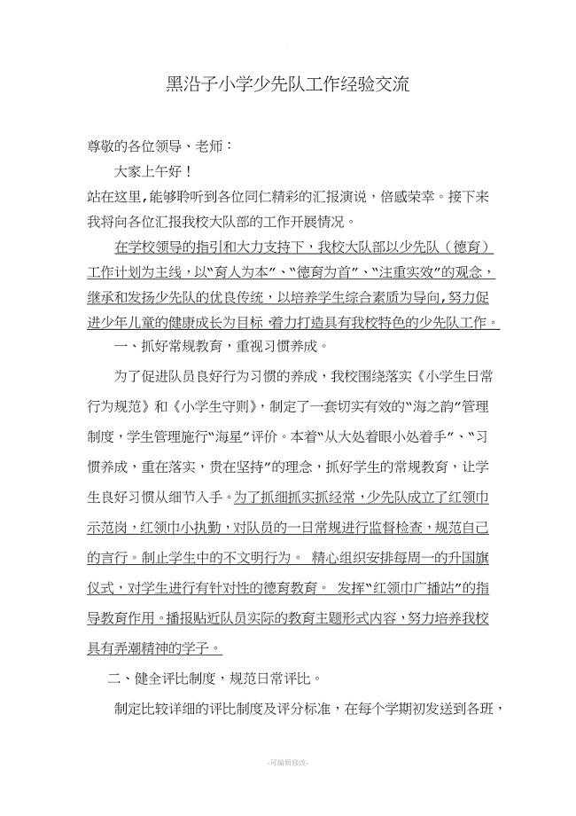 少先队工作经验交流发言稿.doc