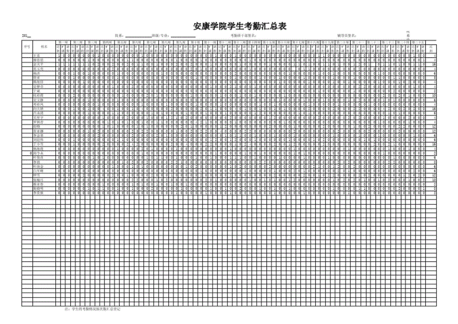 考勤表及考勤汇总表_第1页