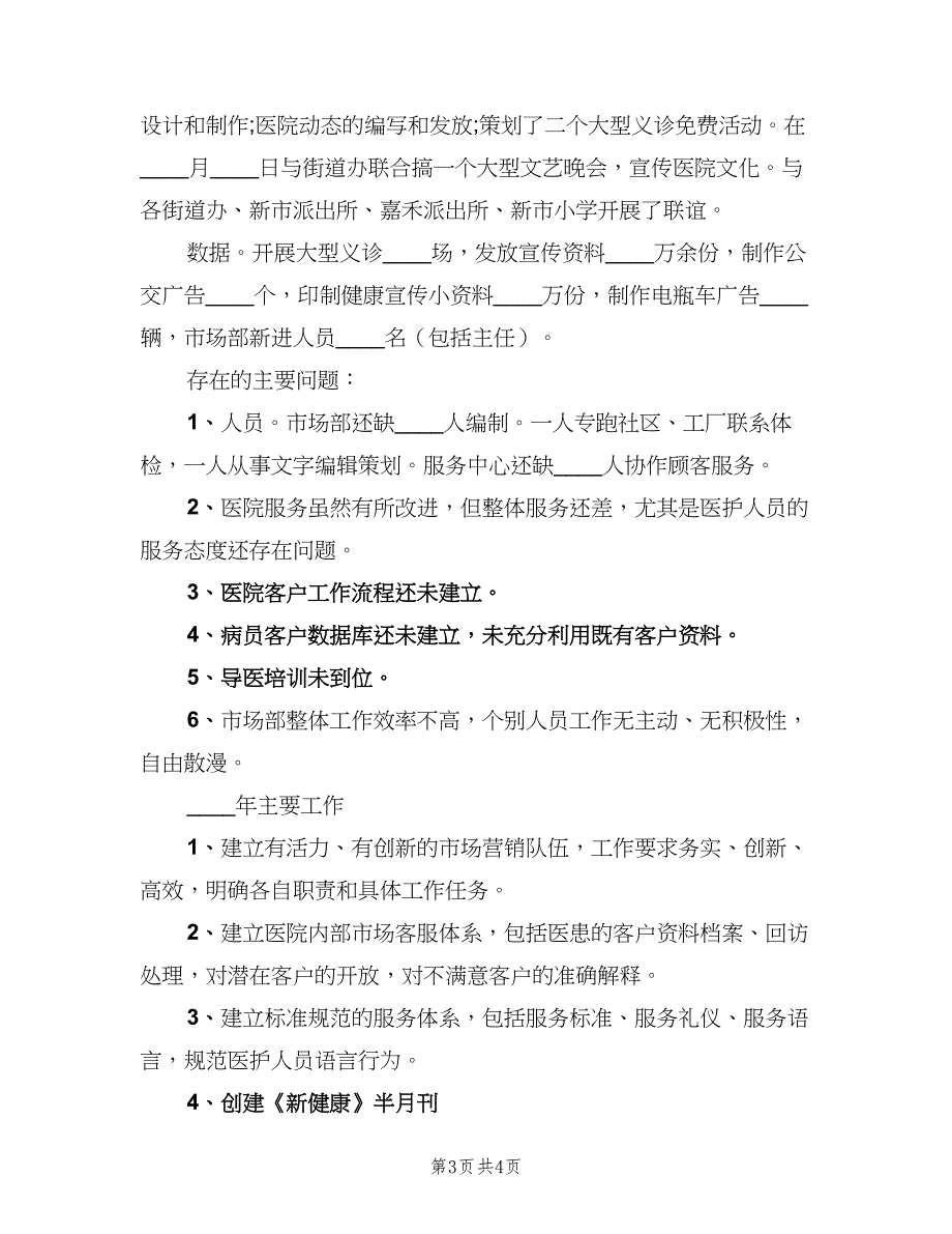 医院市场部门工作计划标准范文（二篇）.doc_第3页