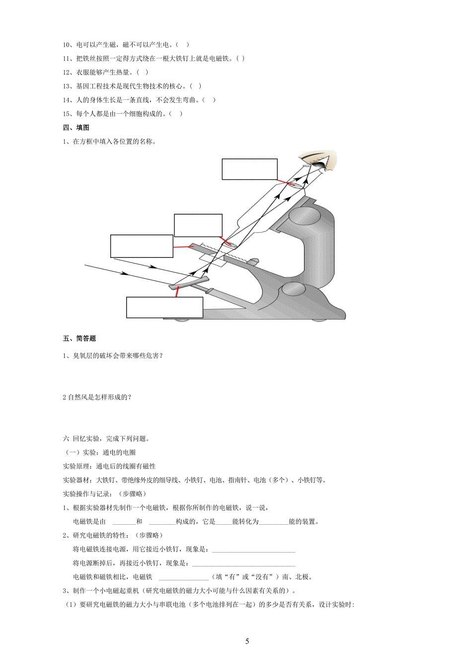 新总结青岛版六年级下册科学(全册)知识点总结及试题_第5页