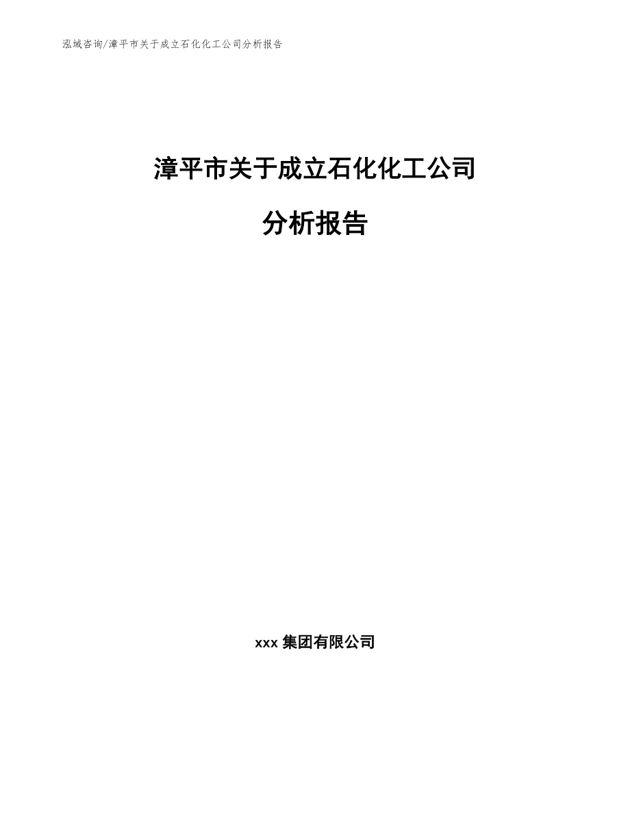 漳平市关于成立石化化工公司分析报告参考模板_第1页