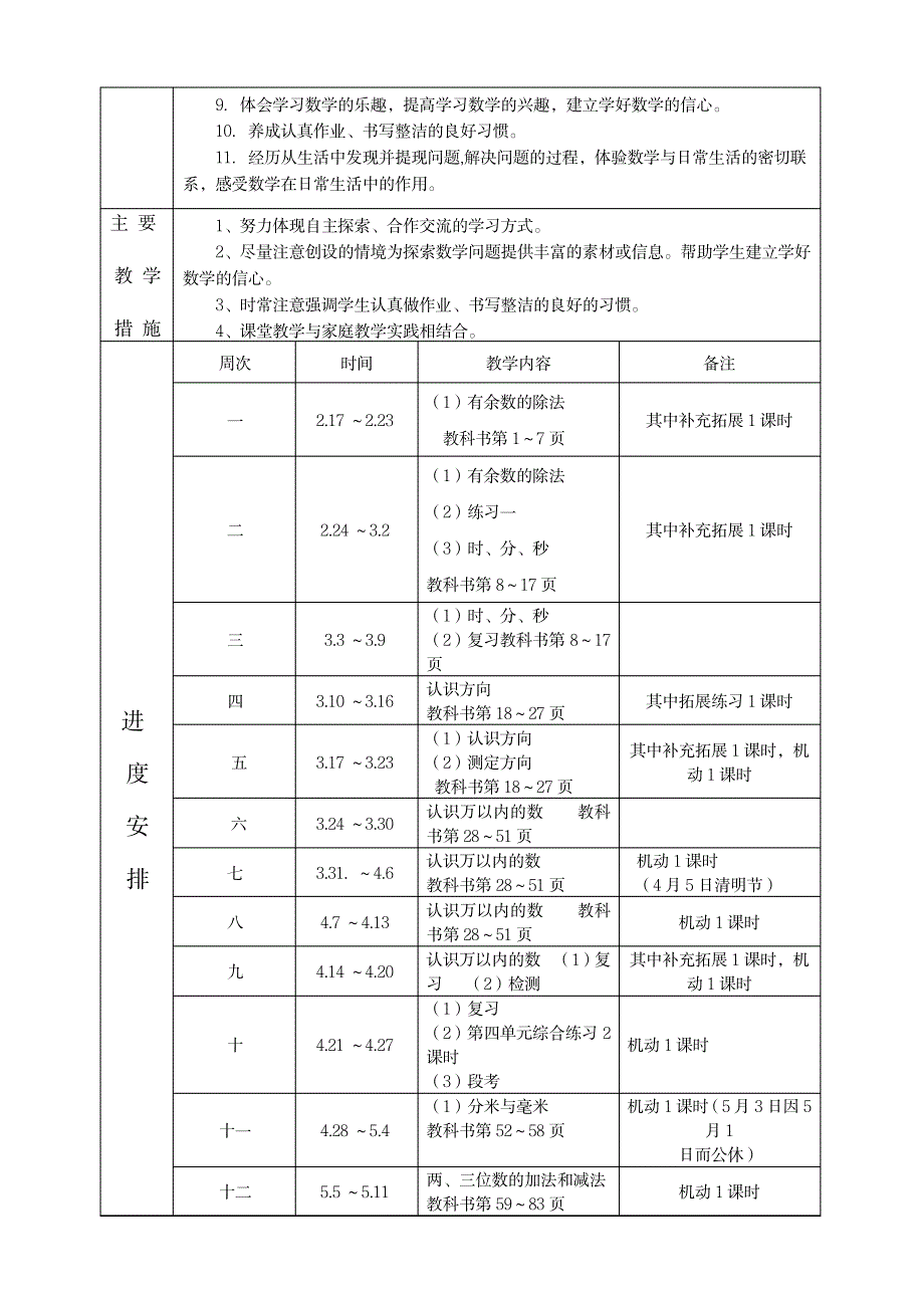 苏教版小学数学2013—2014学年二年级第二学期数学教学计划_小学教育-小学考试_第2页