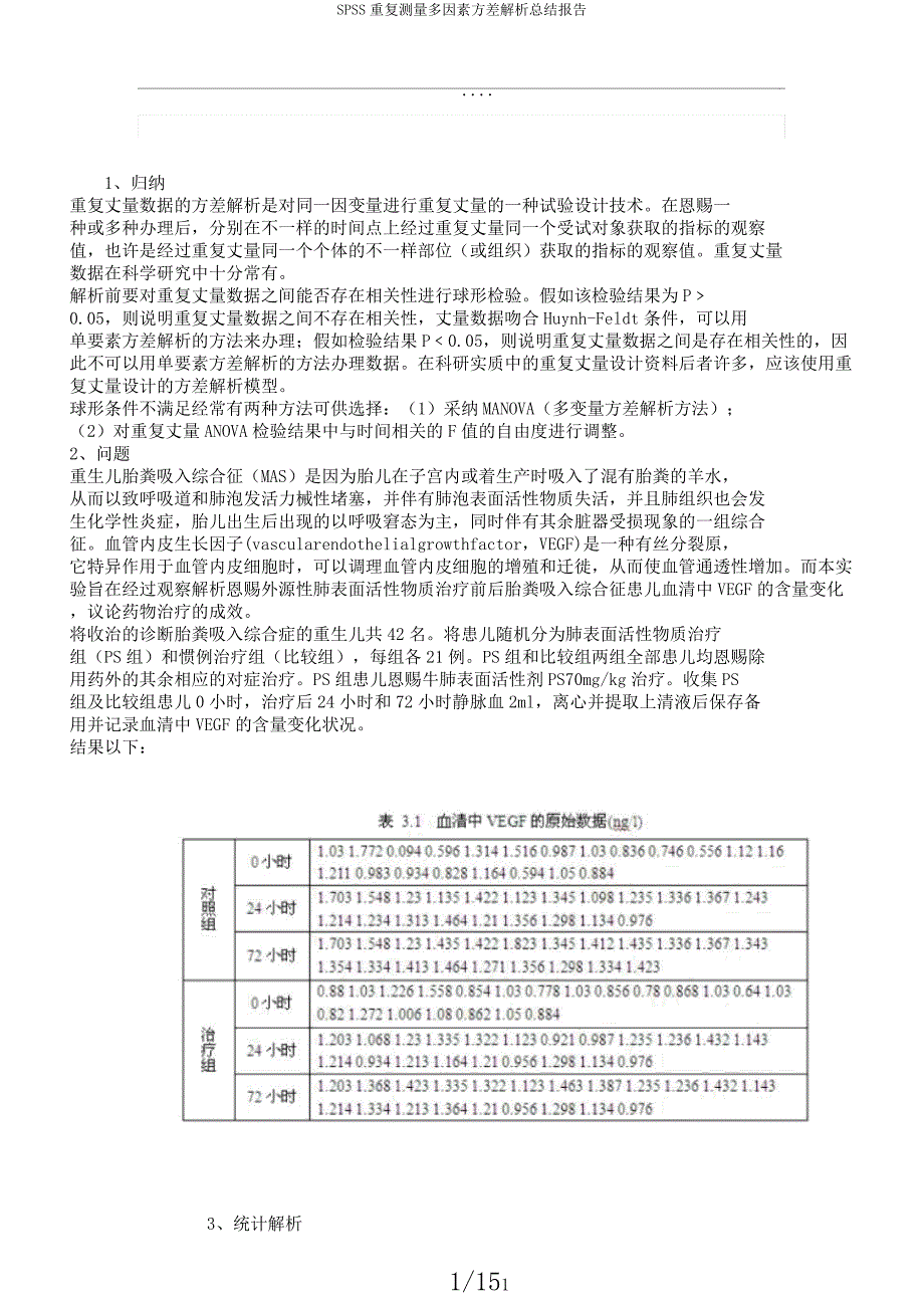 SPSS重复测量多因素方差解析总结报告.docx_第1页