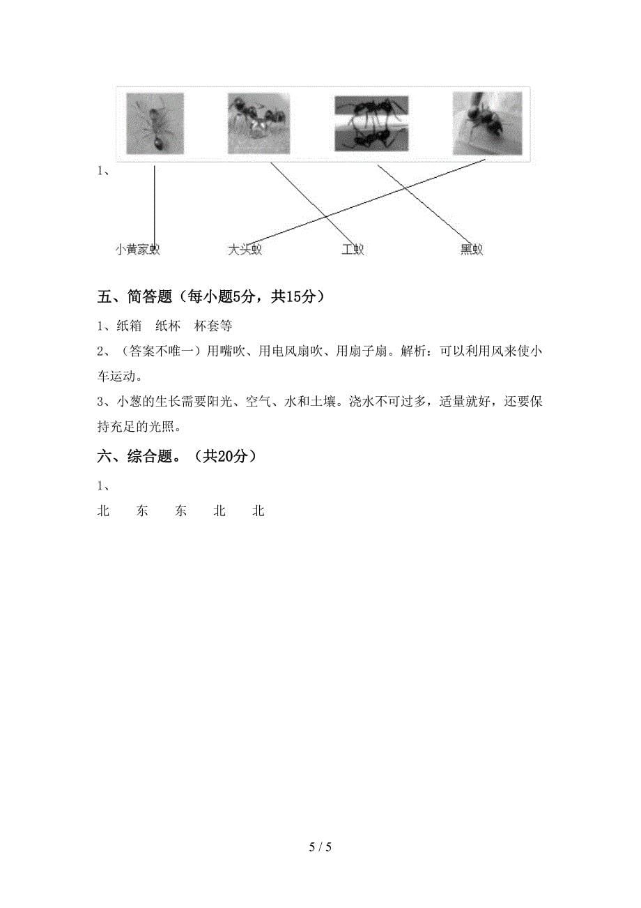 湘教版二年级科学上册期中测试卷及答案【A4打印版】.doc_第5页