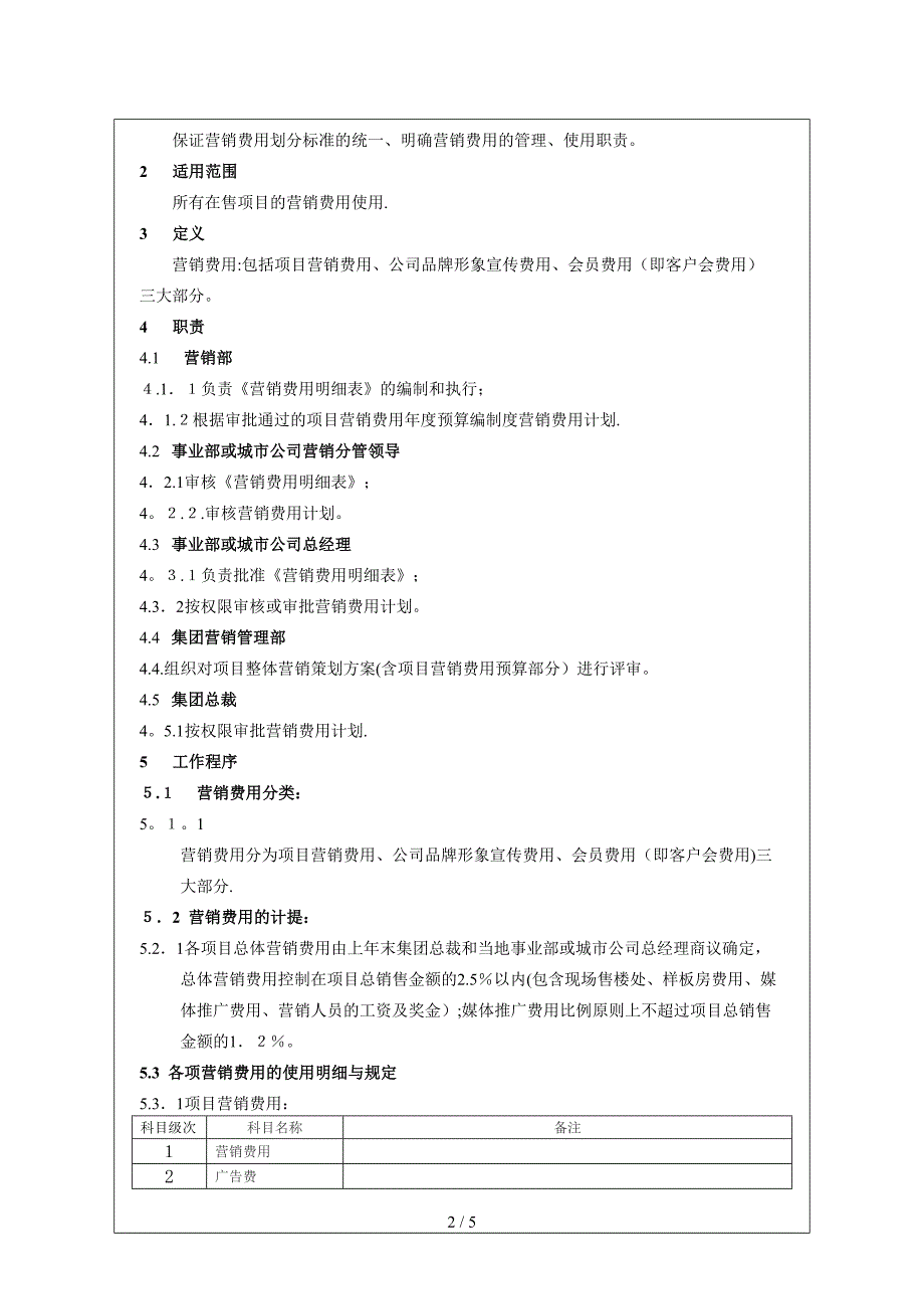 CIFI-WI-YX-001 营销费用管理作业指引_第2页