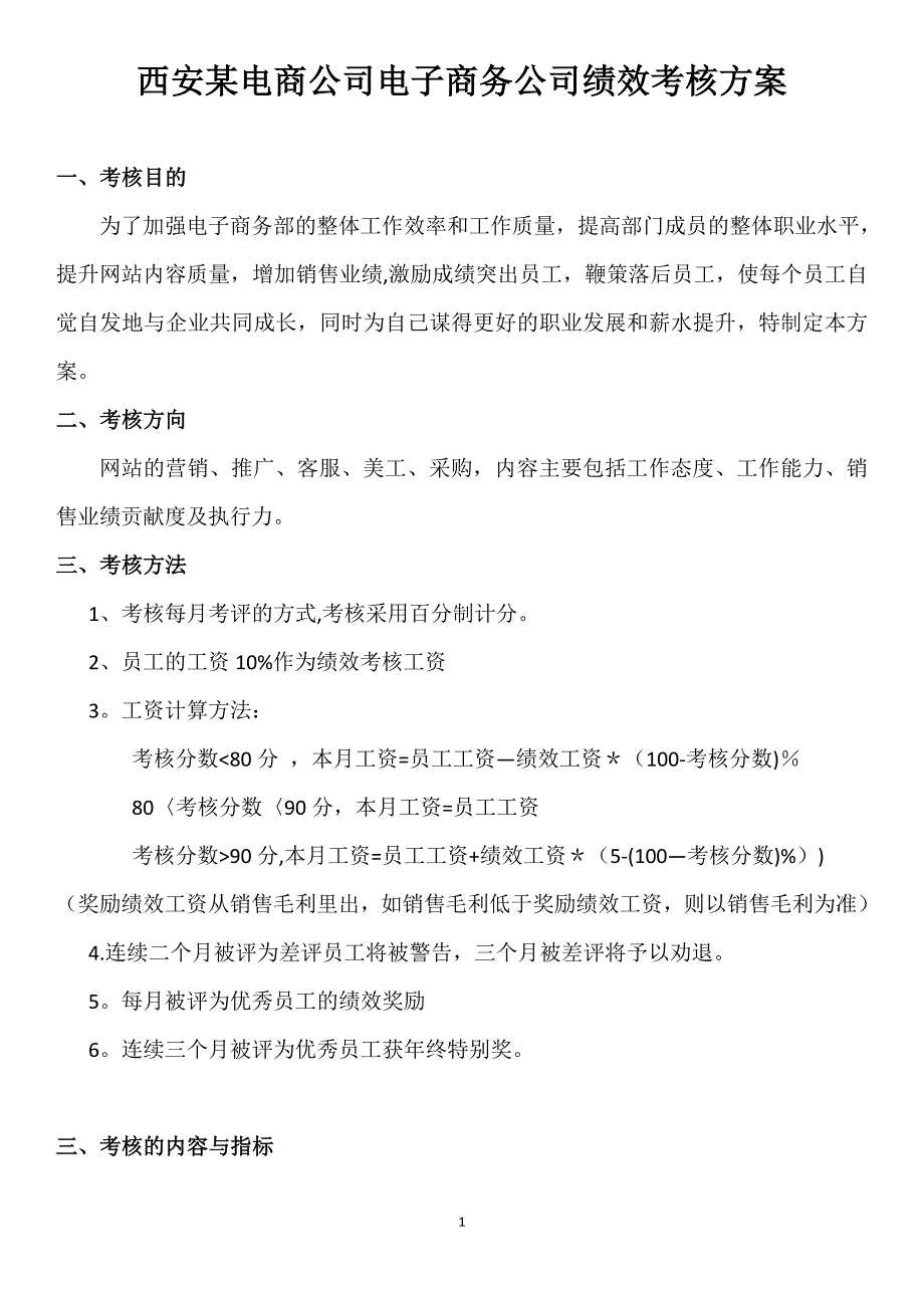 某电商员工绩效考核方案_第1页