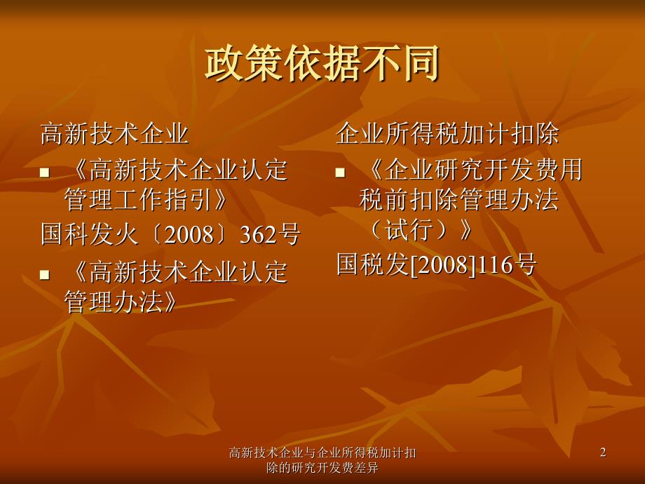 高新技术企业与企业所得税加计扣除的研究开发费差异课件_第2页